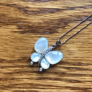 NEW Mother of Pearl Sterling S Butterfly Necklace